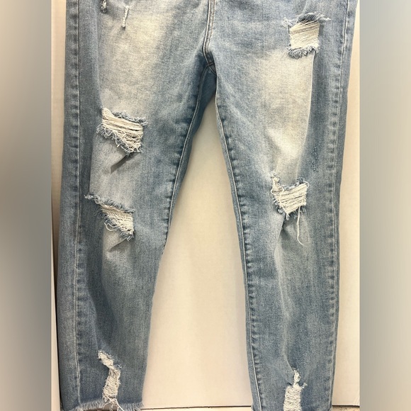 Distressed, Stretchy Light Blue, Torn Jeans - Picture 4 of 4